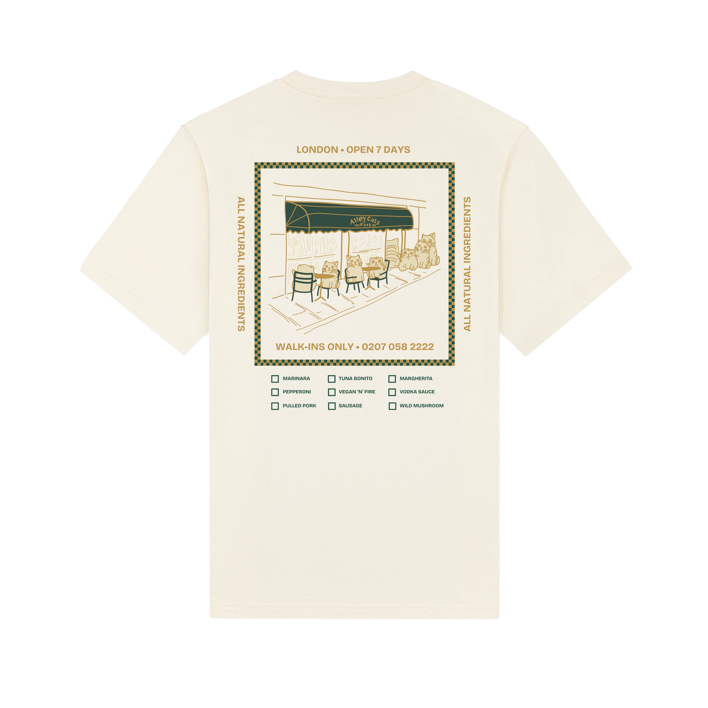 Alley Cats Pocket T Shirt Unisex - Off White